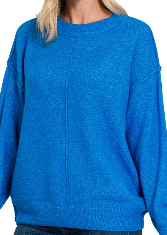 Heather Knit Reverse Seam Pullover