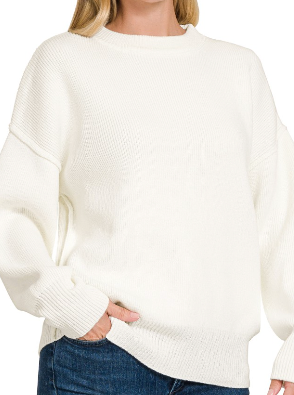 Rib Knit Round Neck Sweater Top