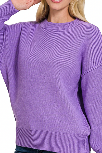 Rib Knit Round Neck Sweater Top