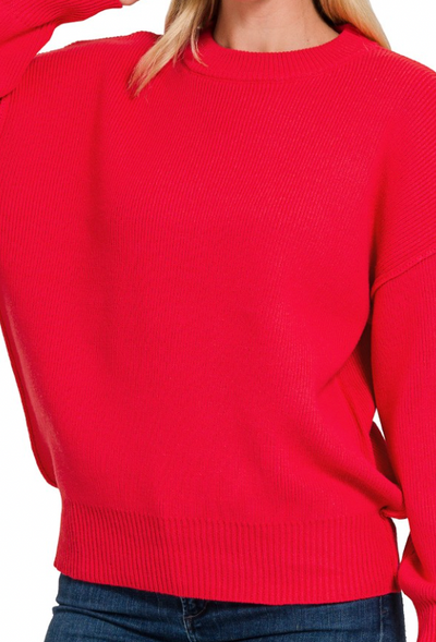 Rib Knit Round Neck Sweater Top