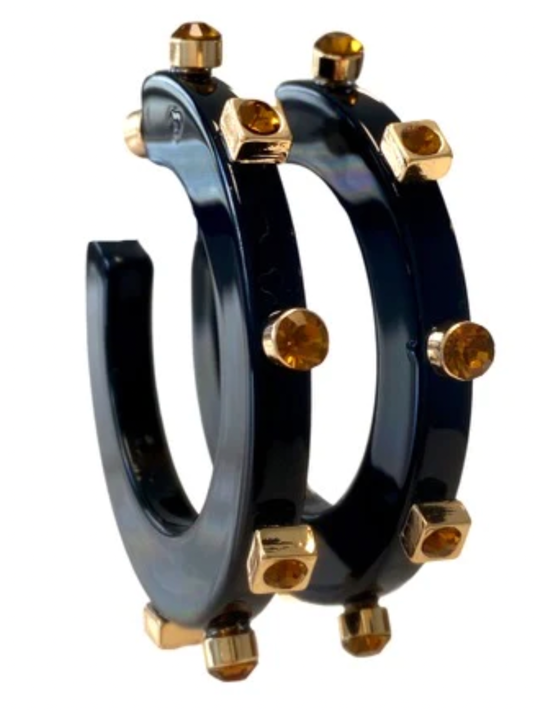 Smith & Co. City Girl Jewel Hoops - Black & Gold