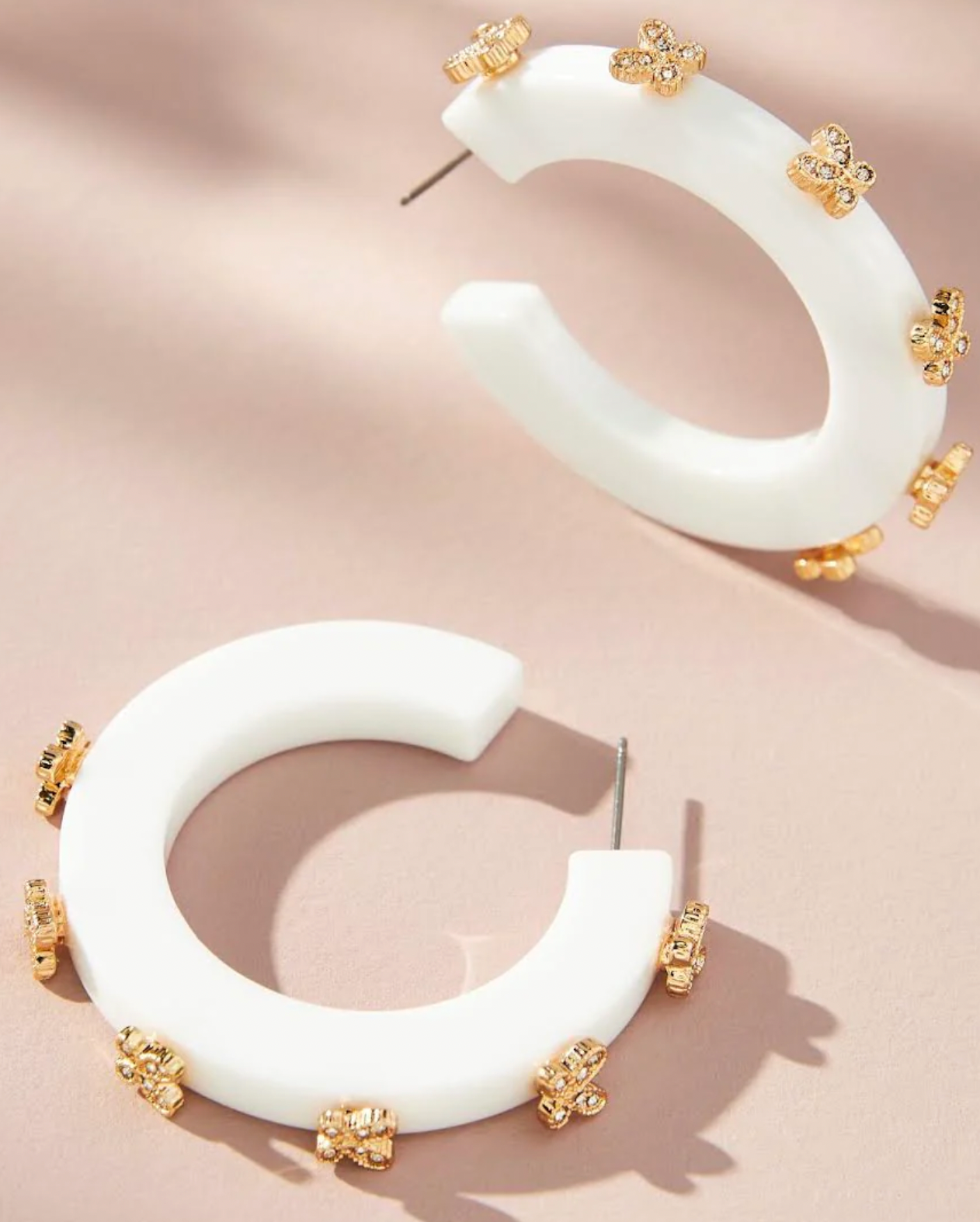 Smith & Co. Butterfly Jewel Hoops - Stark White