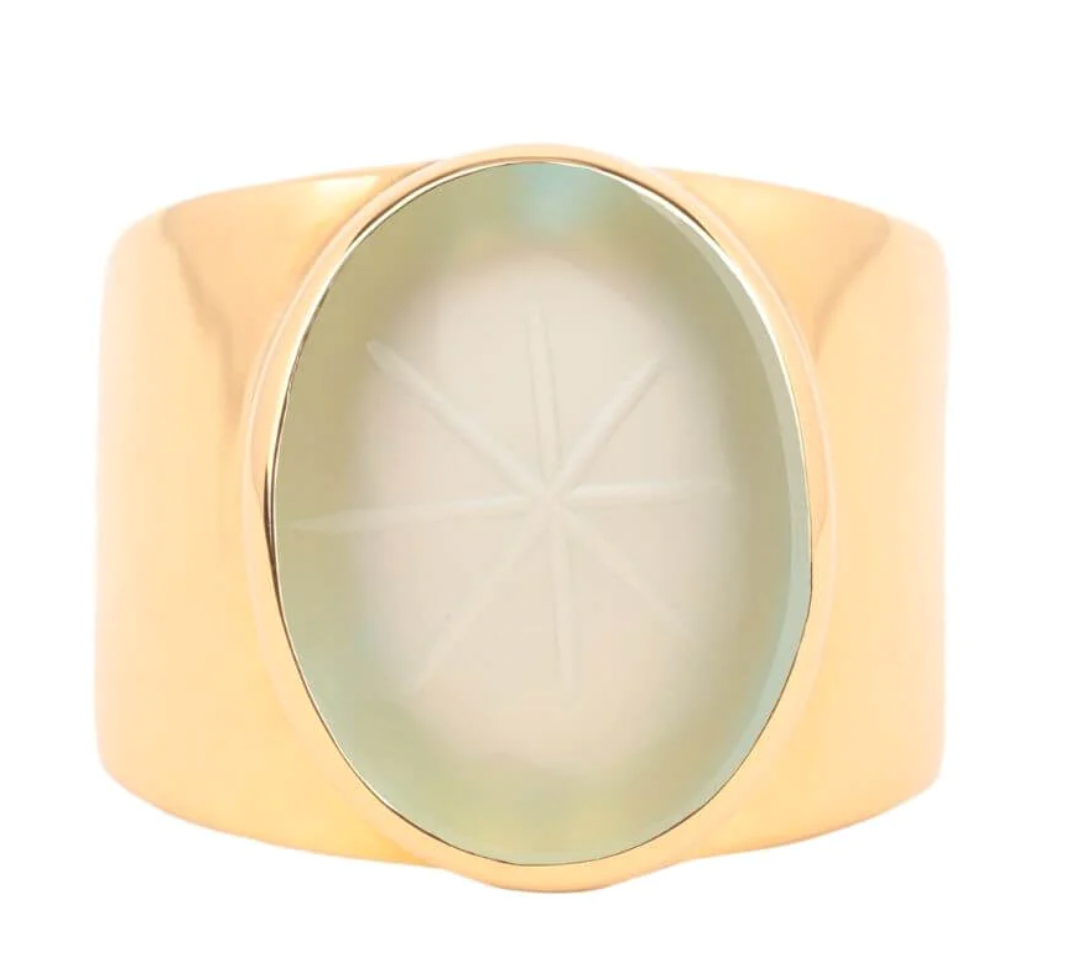 BuDhaGirl Starburst Ring - Aqua Chalcedony