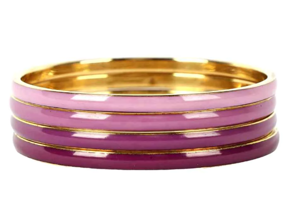 BuDhaGirl Krishna Enamel Bangles Set of 4 - Amethyst