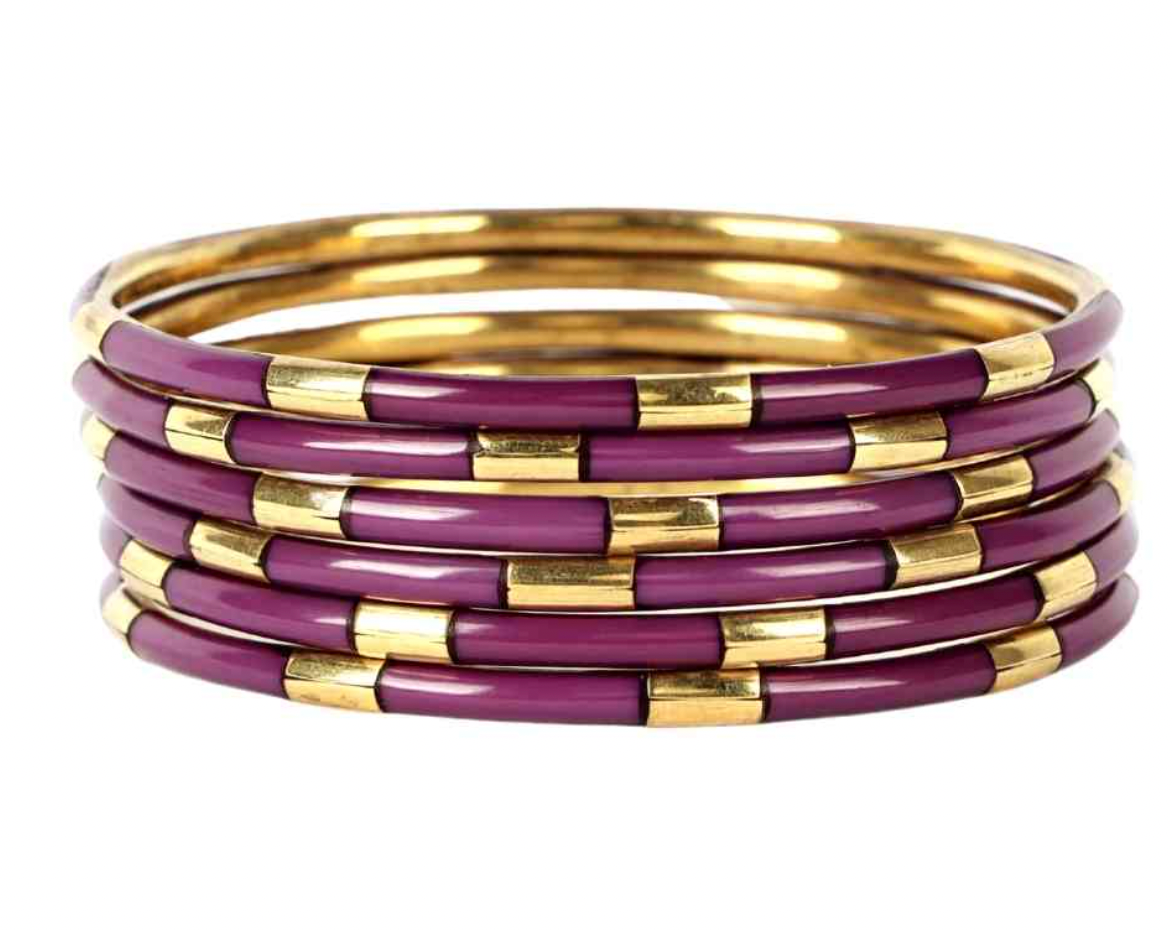 BuDhaGirl Veda Bangles Set of 6 - Amethyst