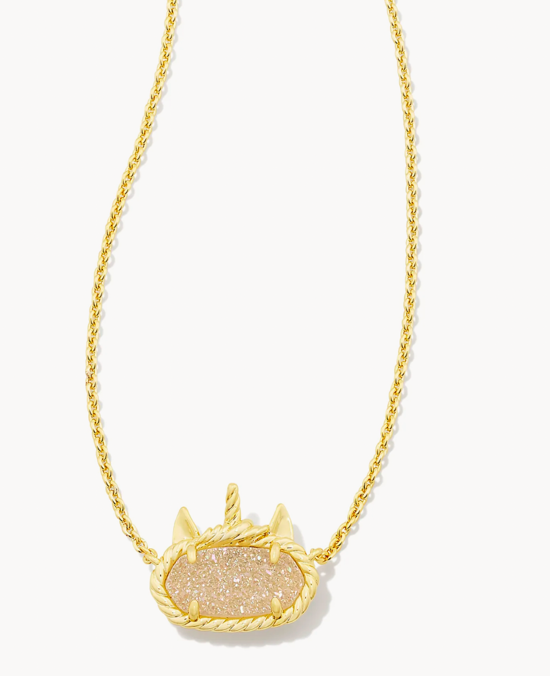 Kendra Scott Elisa Unicorn Gold Short Pendant Necklace in Iridescent Drusy