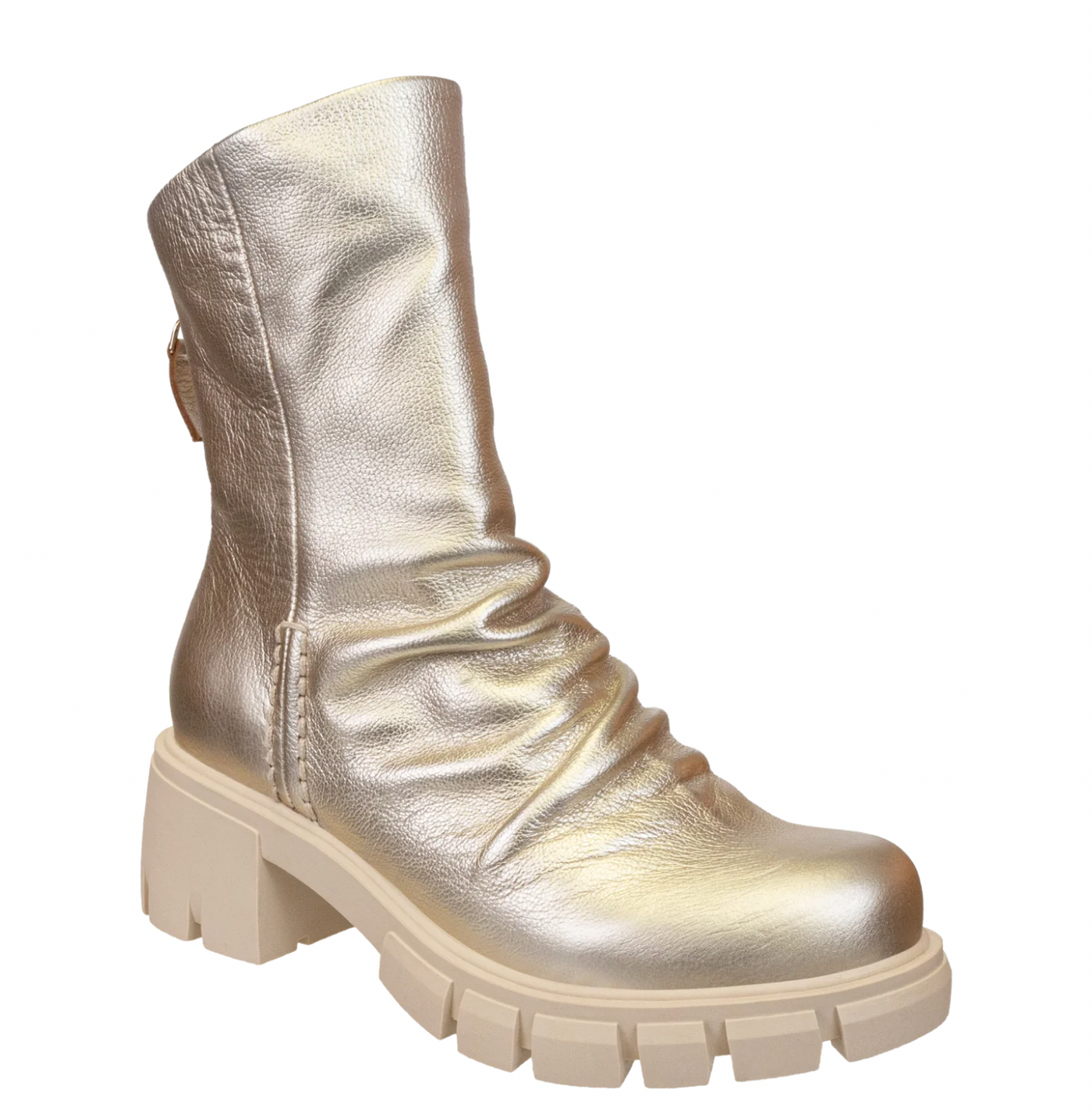 NakedFeet Protocol Heeled Midi Boot in Gold