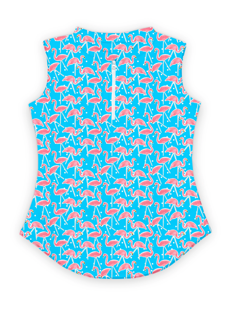 Proud 90 Flocking Flamingos Golf Top