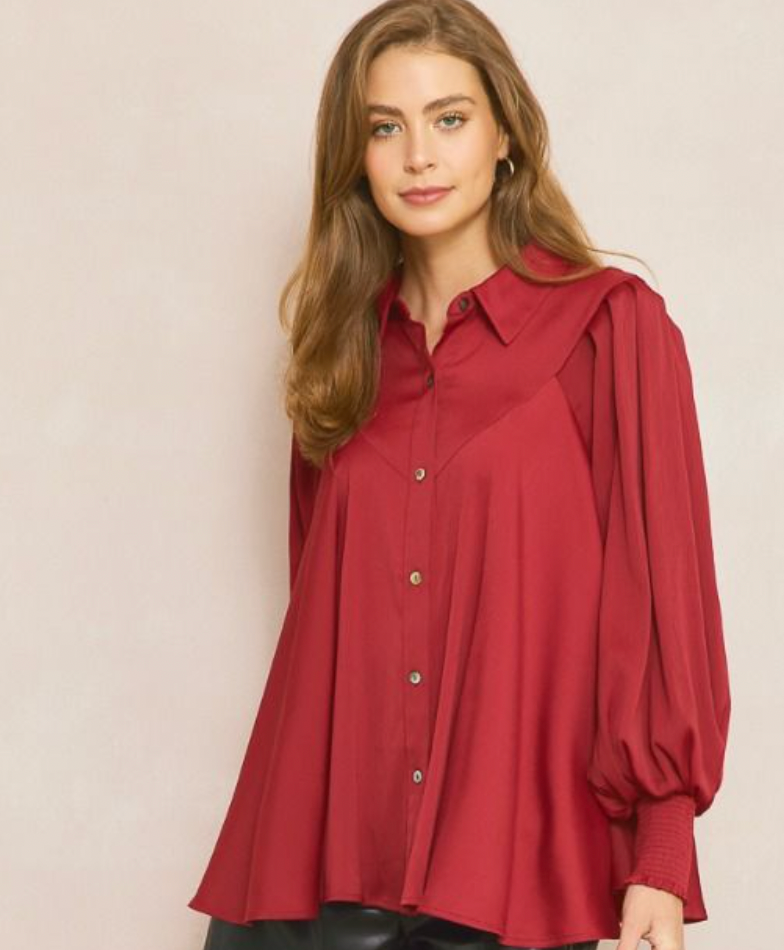 Ruby Collared Button Down Swing Blouse