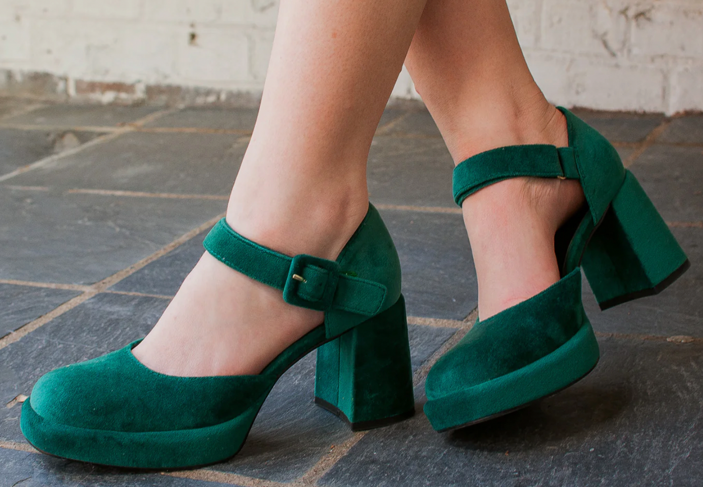 NakedFeet Estonia Heeled Clogs in Emerald