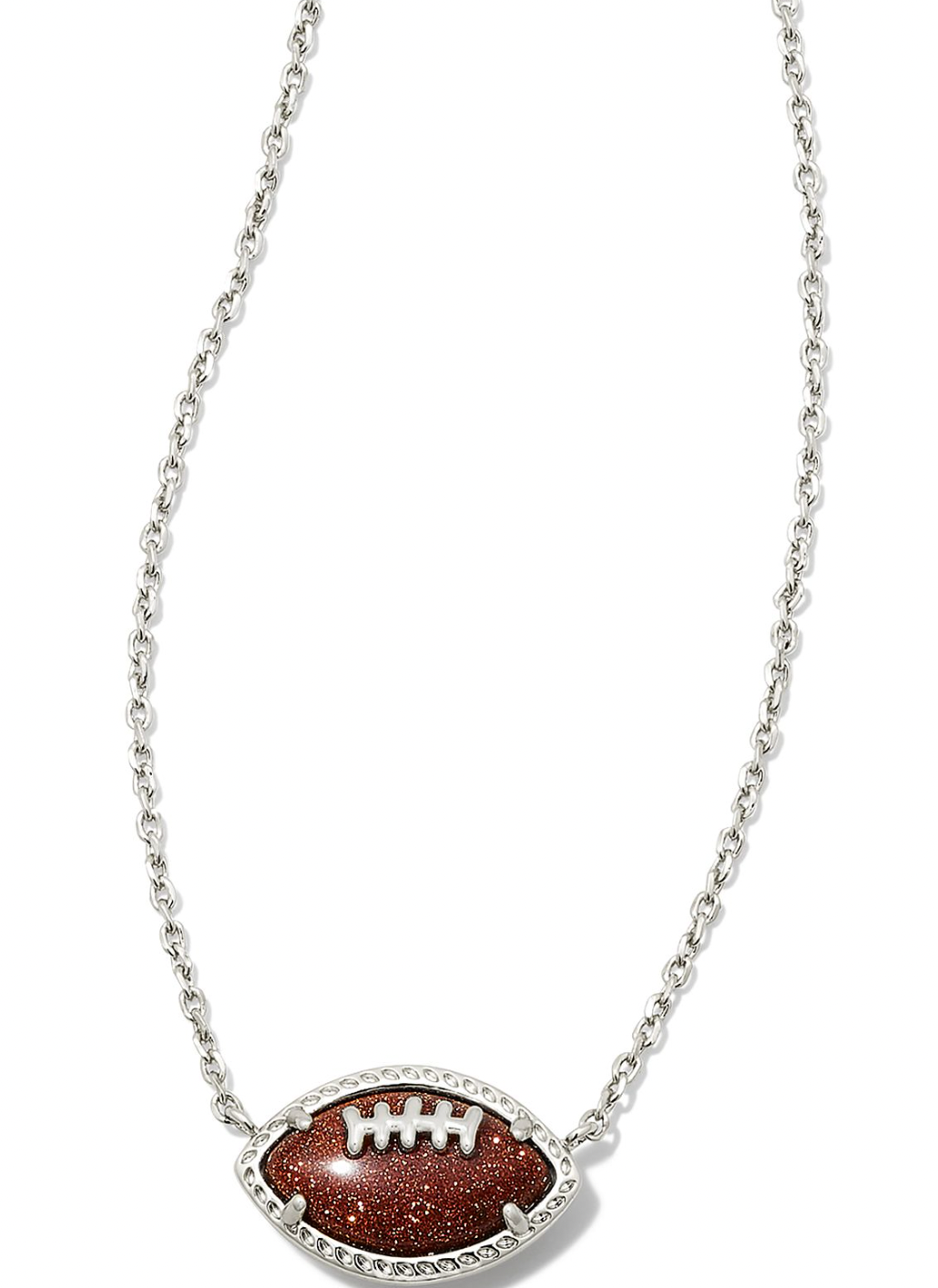 Kendra Scott Silver Football Necklace in Orange Goldstone