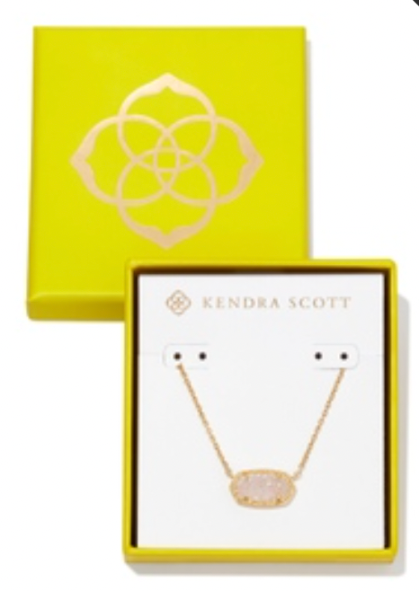 Kendra Scott Boxed Elisa Gold Pendant Necklace in Iridescent Drusy