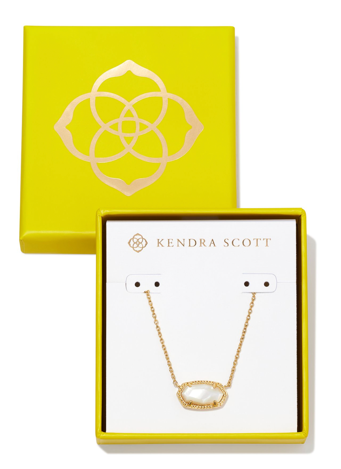 Kendra Scott Boxed Elisa Gold Pendant Necklace in Ivory Mother of Pearl