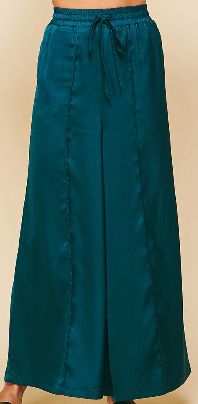 Teal Satin Swing Pants