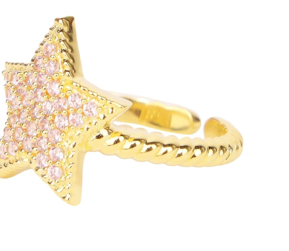 BuDhaGirl North Star Ring-Gold/Pink