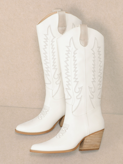 MiMi White Solei Cowgirl Boot