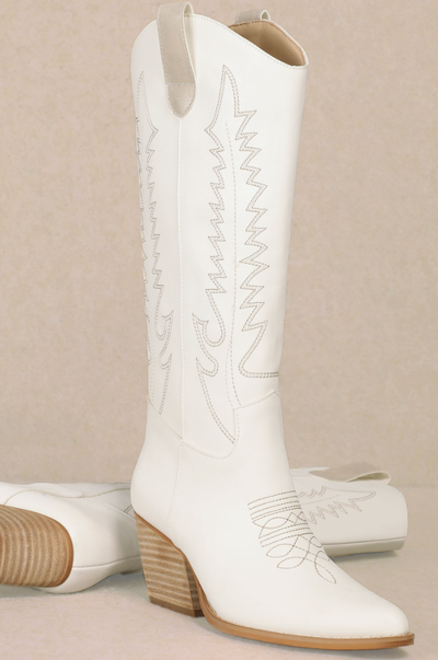 MiMi White Solei Cowgirl Boot