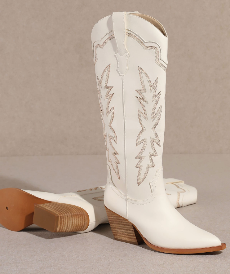 MiMi White Indigo Cowgirl Boot