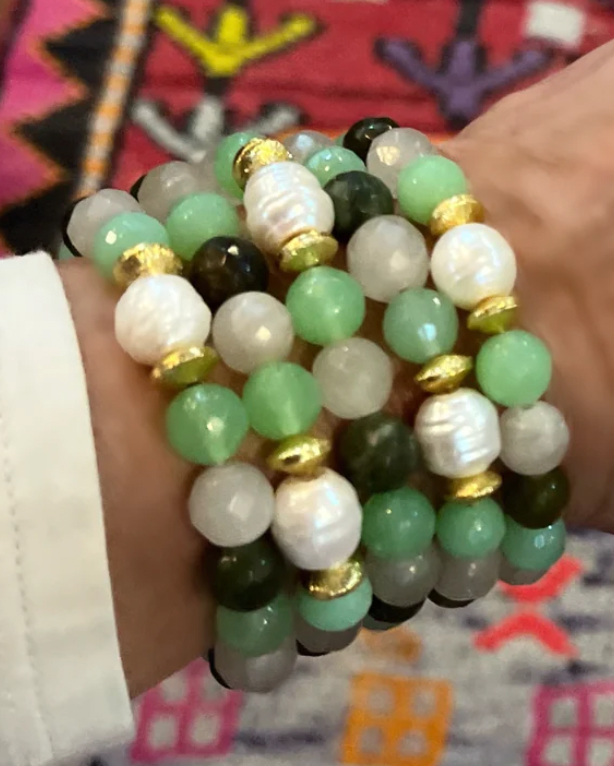 MaryCarolineSpano Green Mix Pearl Quartz Bracelet