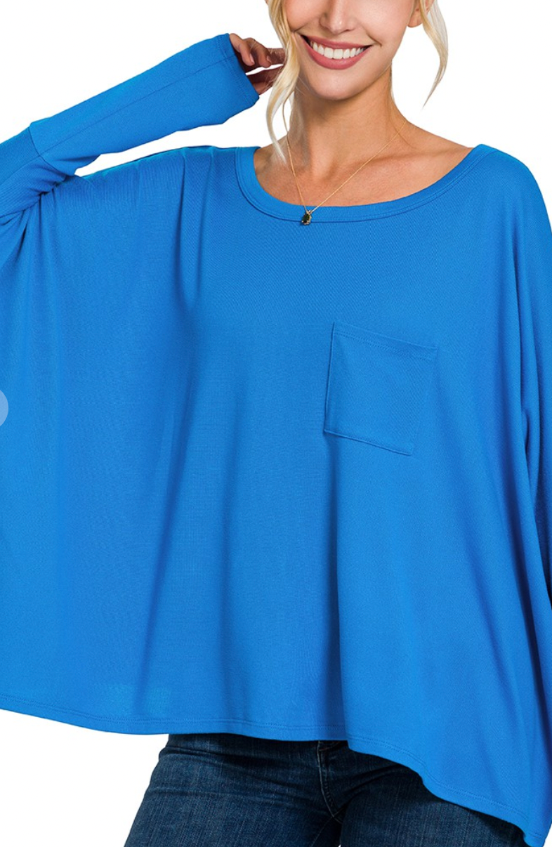 Oversized Ultra Soft Long Sleeve Pocket Tee