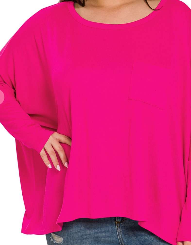 Oversized Ultra Soft Long Sleeve Pocket Tee