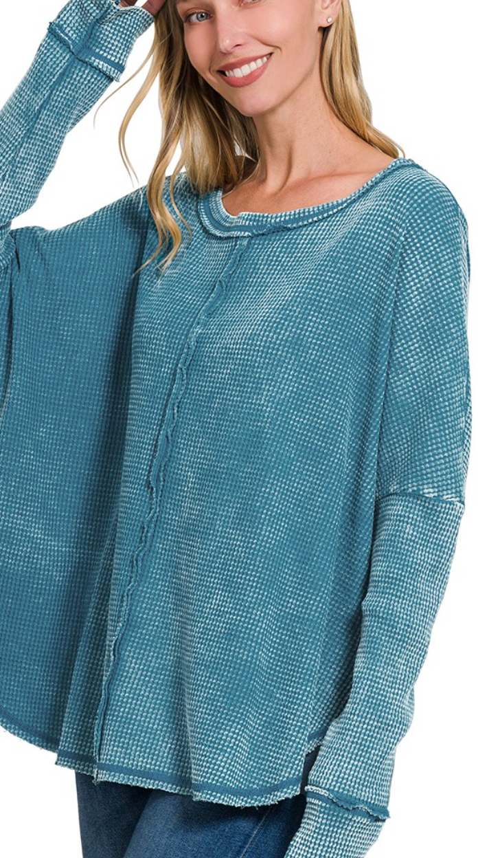 Washed Waffle Reverse Seam Long Sleeve Tee (2)