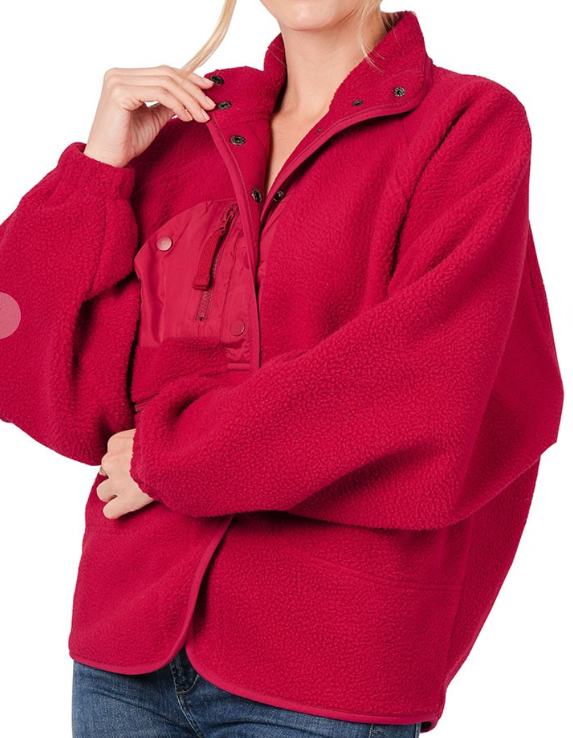 Oversized Ultra Comfy Snap Fleece Jacket