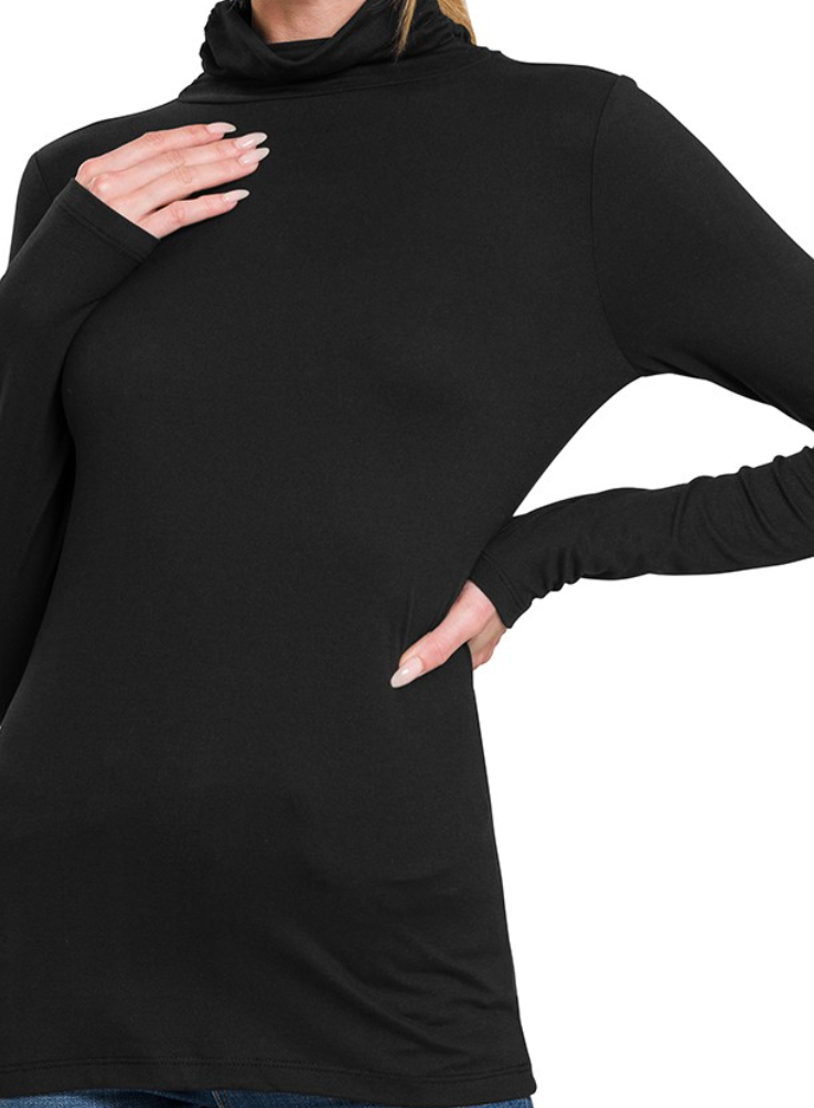 Ultra Soft Mock Neck Long Sleeve Layering Top