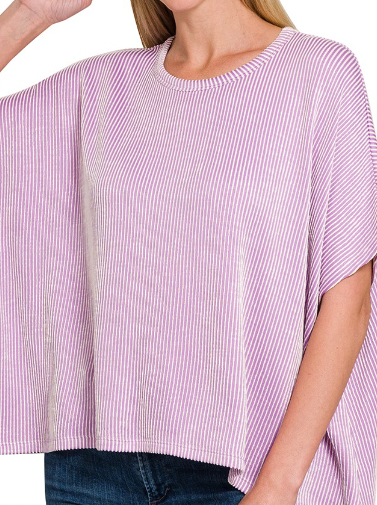 Washed Ribbed Oversized Knit Tee