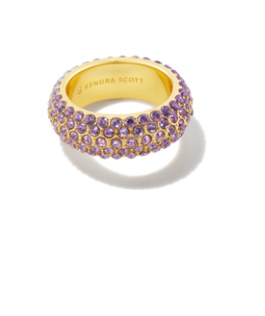 Kendra Scott Mikki Gold Pave Band Ring in Mauve Ombre Mix