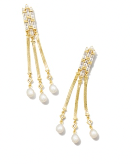 Kendra Scott Gracie Linear Earrings in Gold White Mix