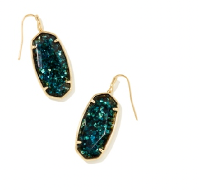 Kendra Scott Elle Gold Drop Earrings in Dark Teal Mica