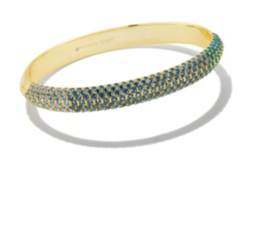 Kendra Scott Mikki Gold Pave Bangle Bracelet in Green Blue Ombre Mix