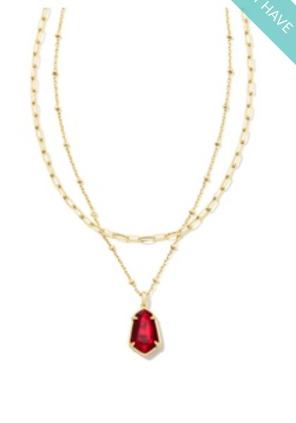 Kendra Scott Alexandria Gold Multi Strand Necklace in Cranberry Illusion