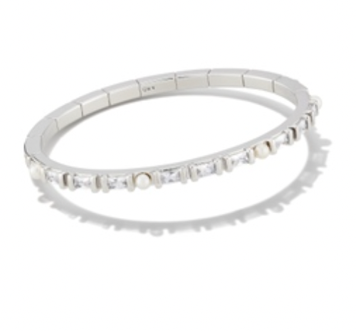 Kendra Scott Gracie Silver Bangle Bracelet in White Mix