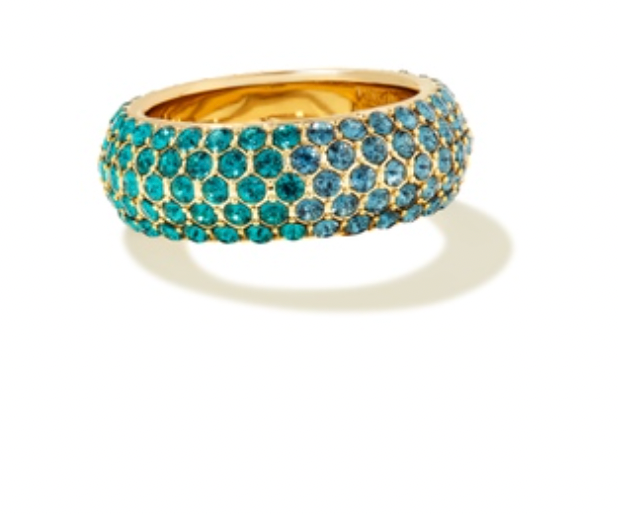 Kendra Scott Mikki Gold Pave Band Ring in Green Blue Ombre Mix