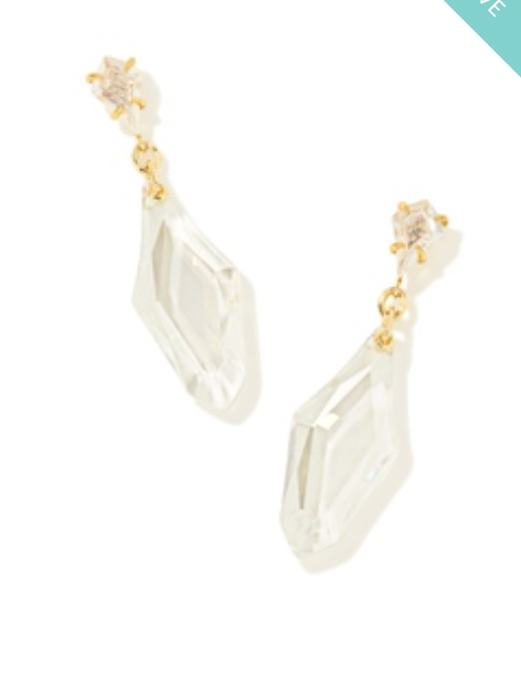 Kendra Scott Alexandria Gold Lustre Statement Earrings in Clear Glass