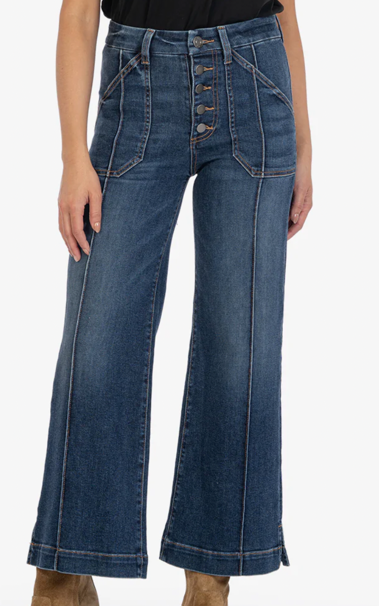 KUT Dark Wash Meg High Waist Ankle Wide Leg Jeans