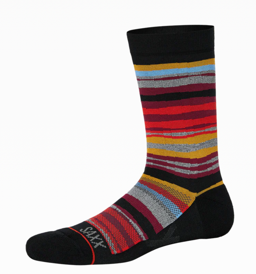 Saxx Whole Package Crew Socks in Hot Stuff Stripe Multi