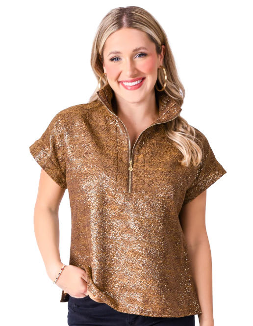 Emily McCarthy Poppy Pullover in French Gold Tweed