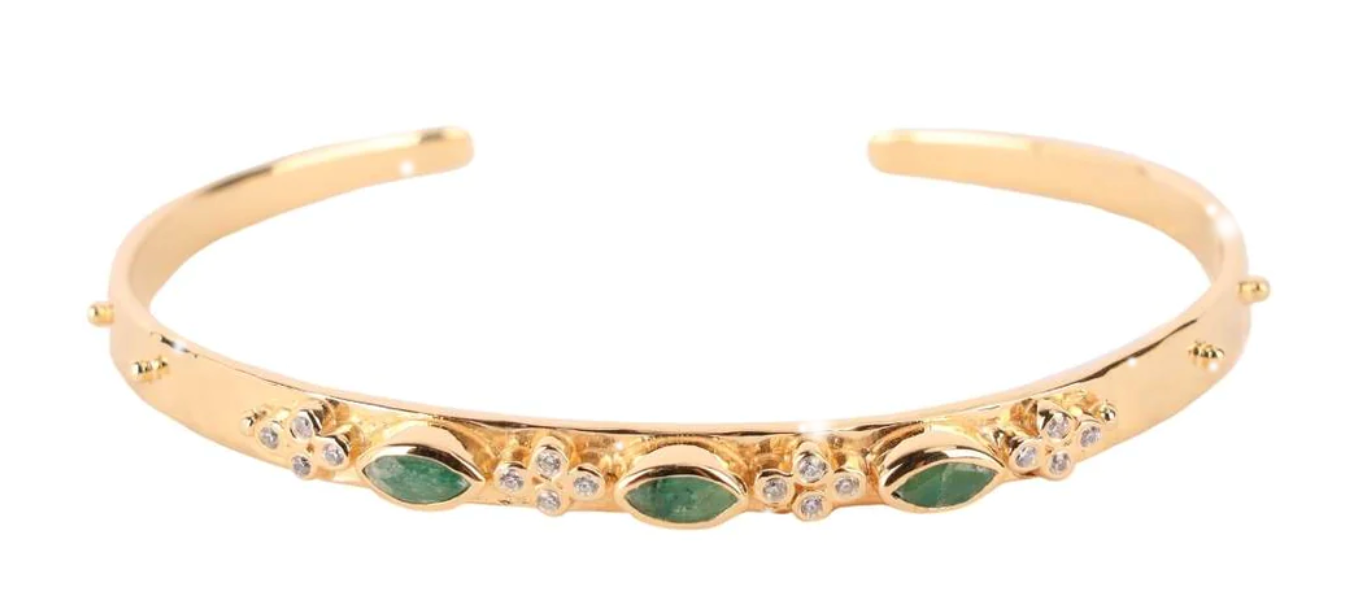 BuDhaGirl Gold Plated Calista Cuff - Emerald