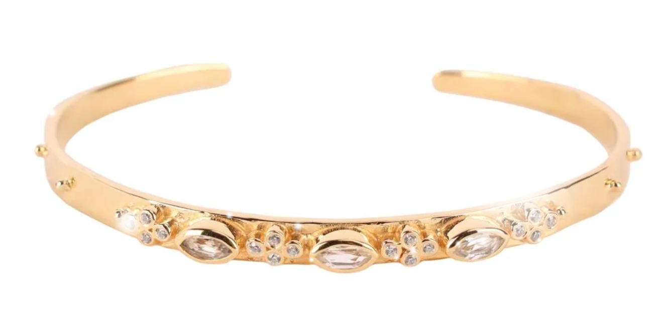 BuDhaGirl Gold Plated Calista Cuff - Clear