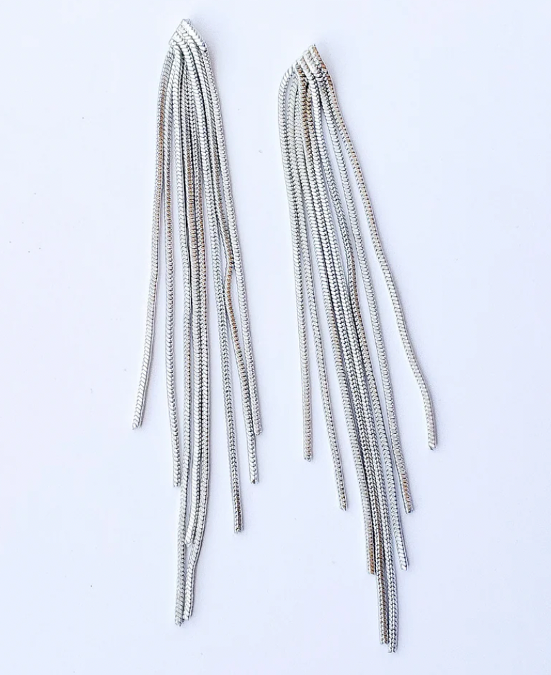 Virtue Jewelry Silver Metal Fringe Earrings