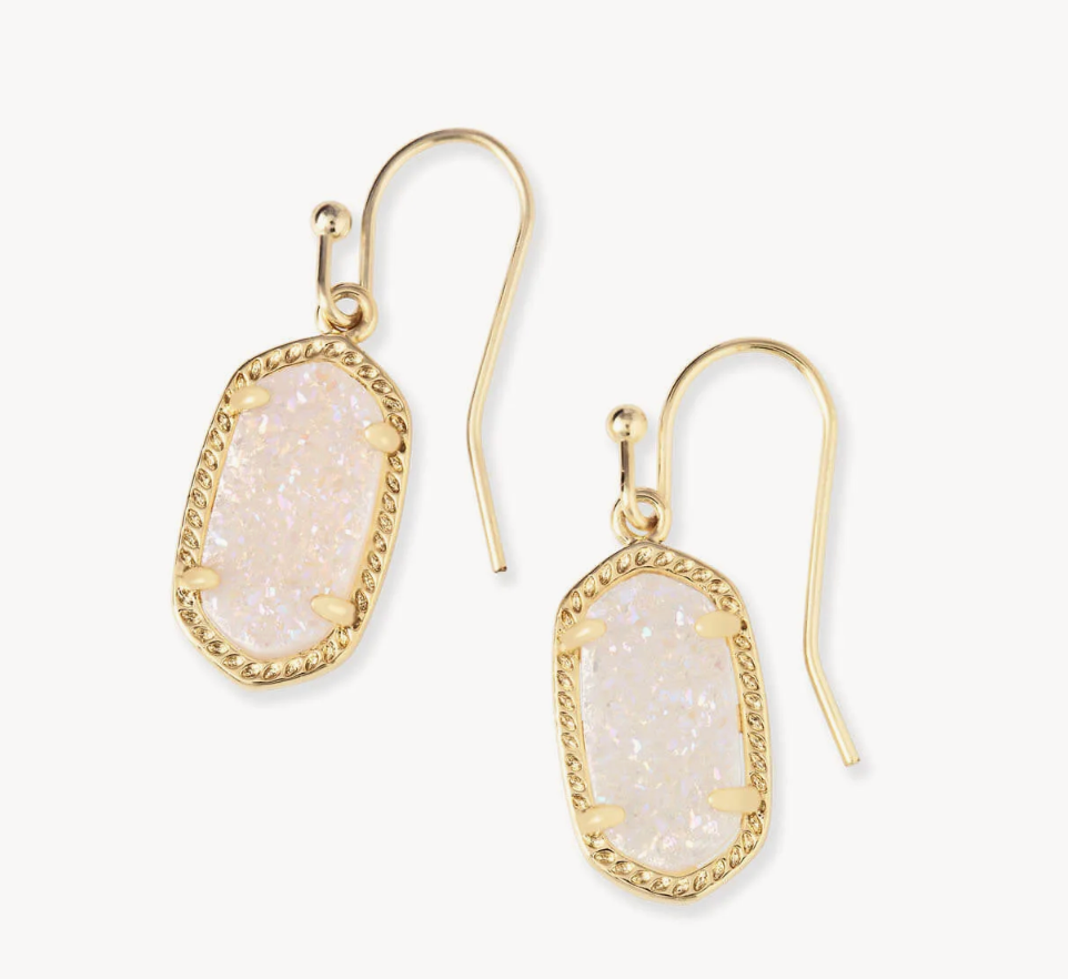 Kendra Scott Lee Gold Drop Earrings in Iridescent Drusy