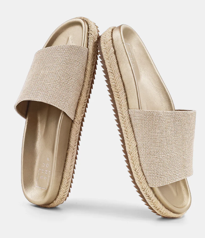 ShuShop Crisanta Gold Woven Sandal