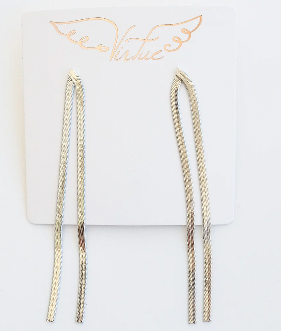 Virtue Jewelry Silver Snake Fringe Earrings