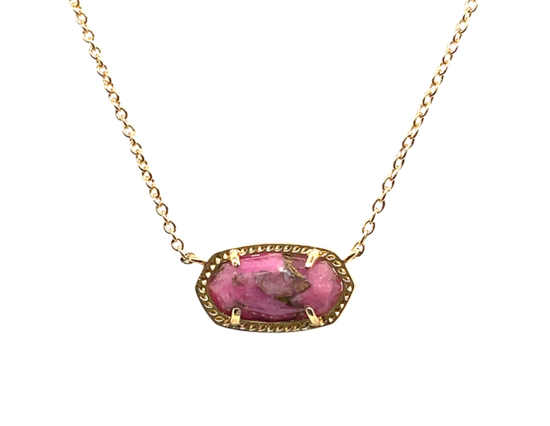 Kendra Scott Elisa Bronze Veined Gold Necklace in Magenta Jade