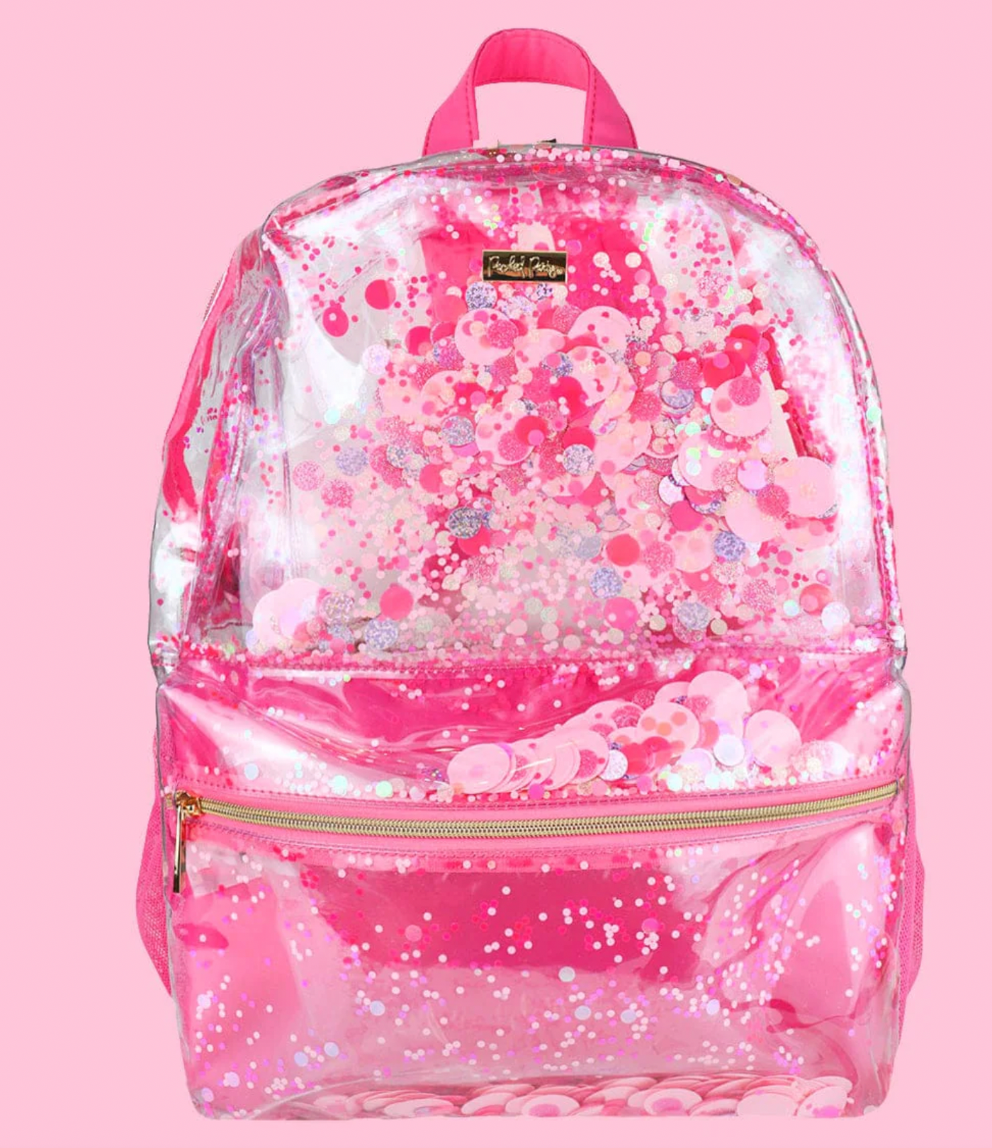 Pink Party Confetti Clear Large Backpack