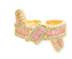 Gold Pink CZ Ribbon Ring