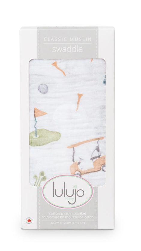 Lulujo Cotton Swaddle – Golf – 47×47″